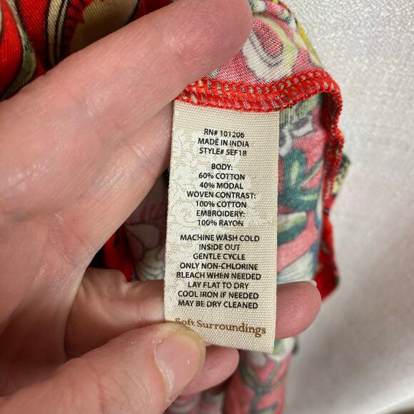 Soft Surroundings Orange Tropical Floral Onani Maxi Dress Sz.1X - Picture 12 of 13